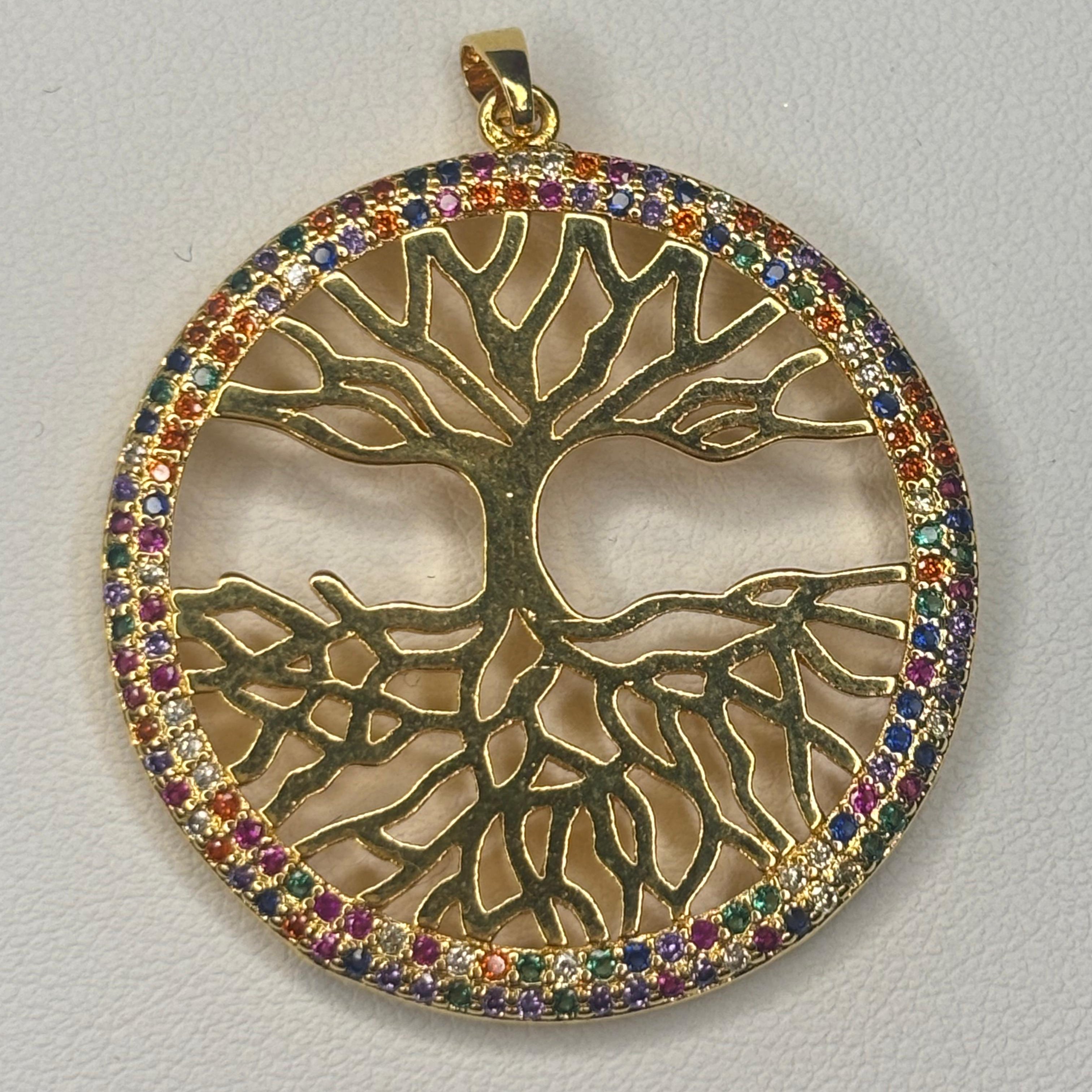 Colgante Arbol grande mix colores - Bañado en oro