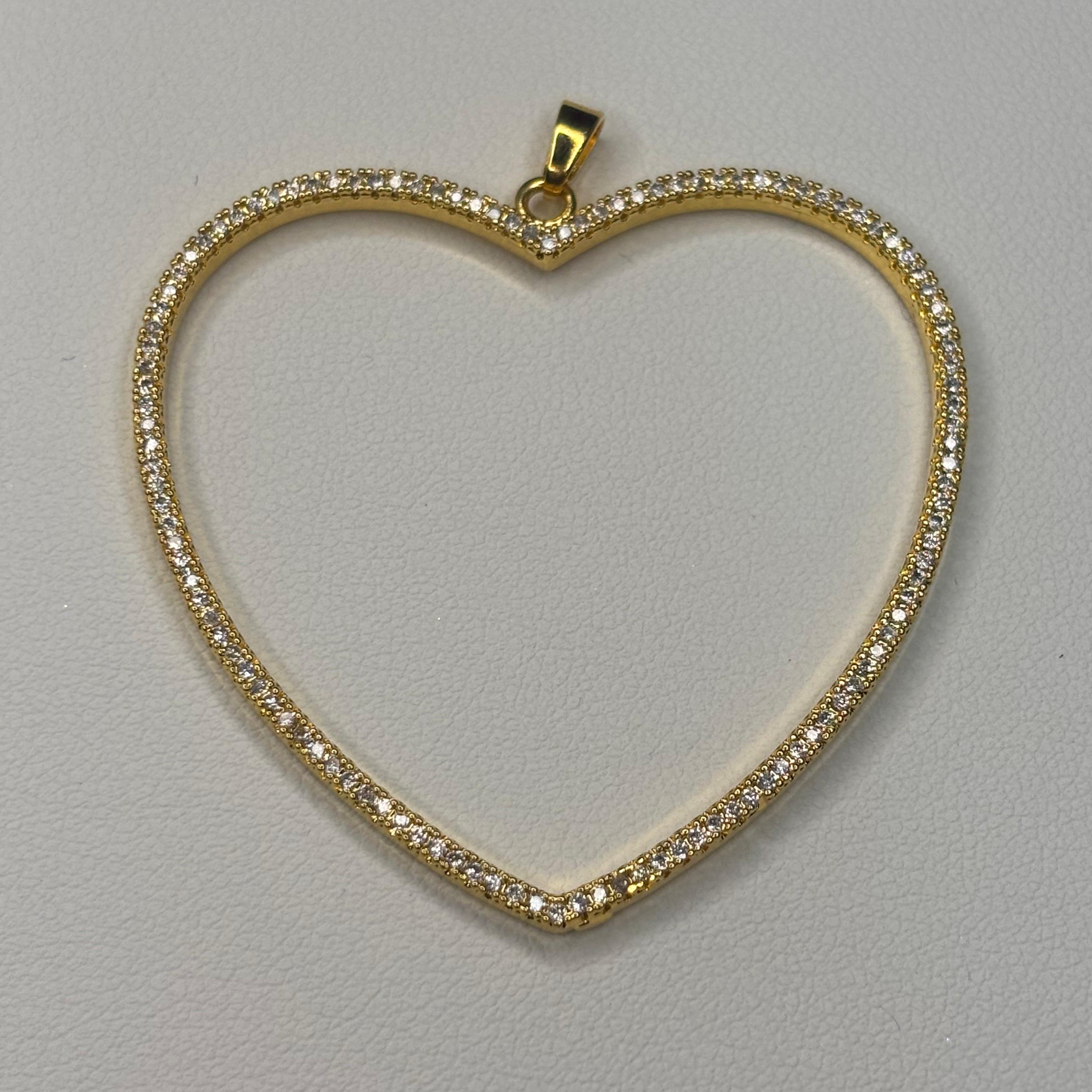 Colgante Corazón con brillos - Bañado en oro