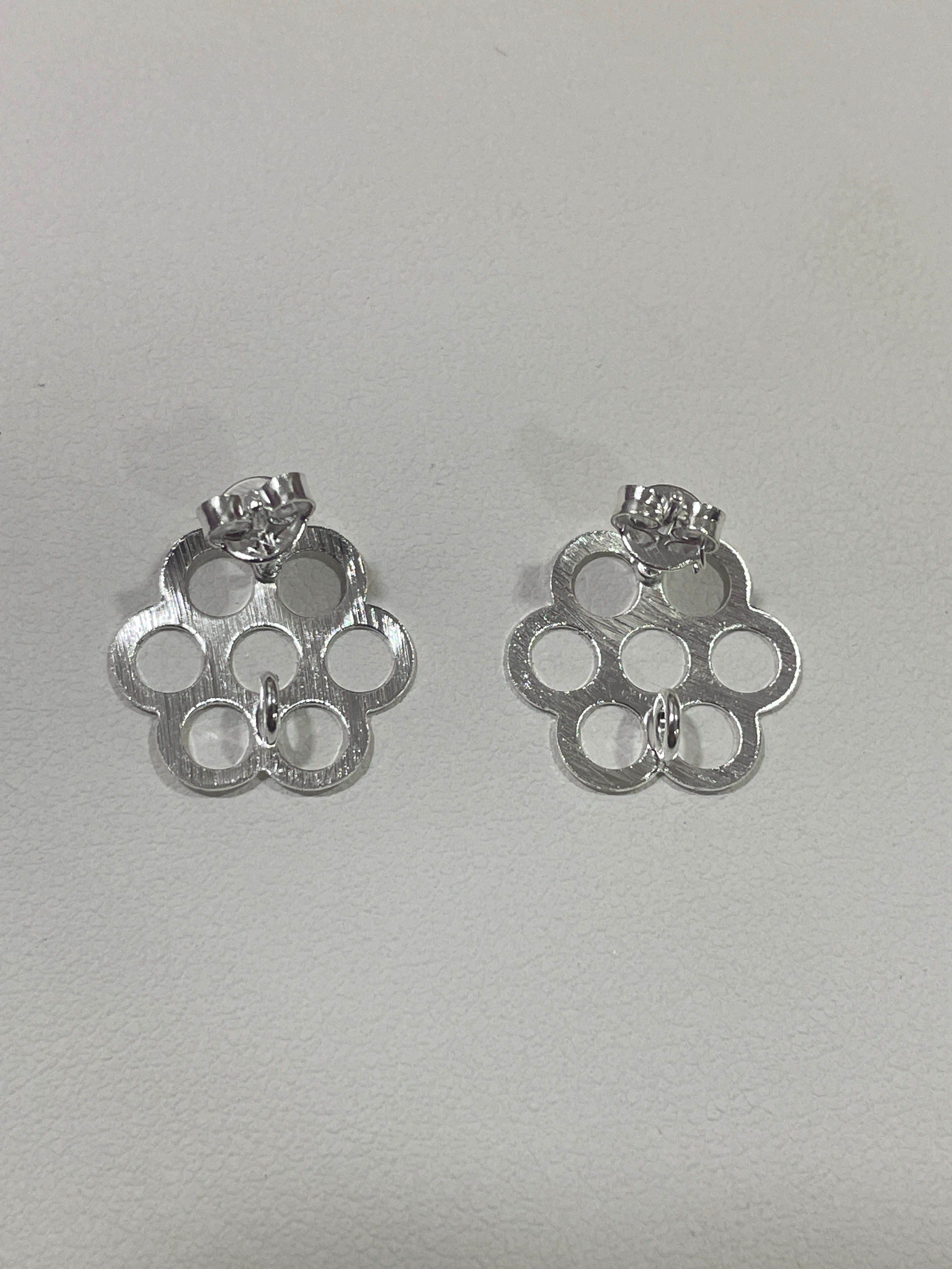 Base de aro Panal con argolla - bañada en plata