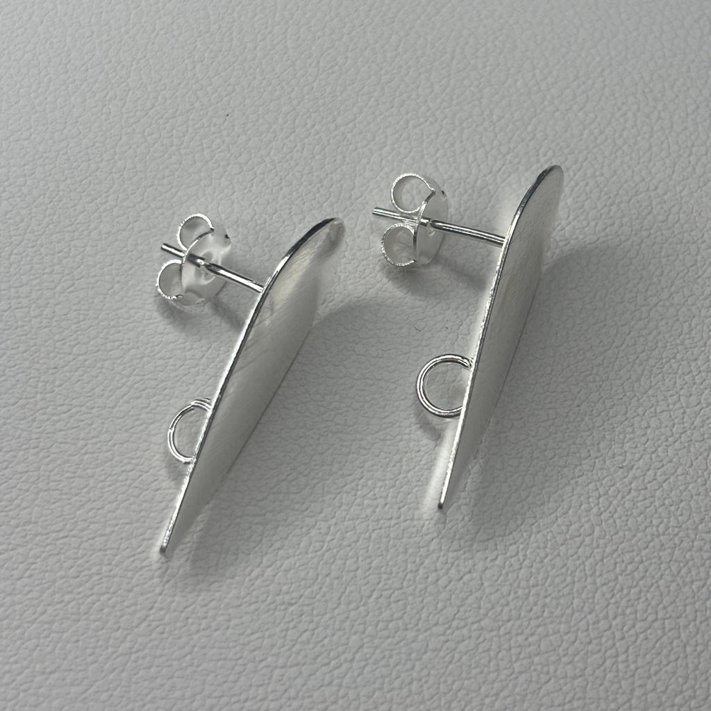 Base de Aro Gota Alargada con Argolla- Bañada en plata