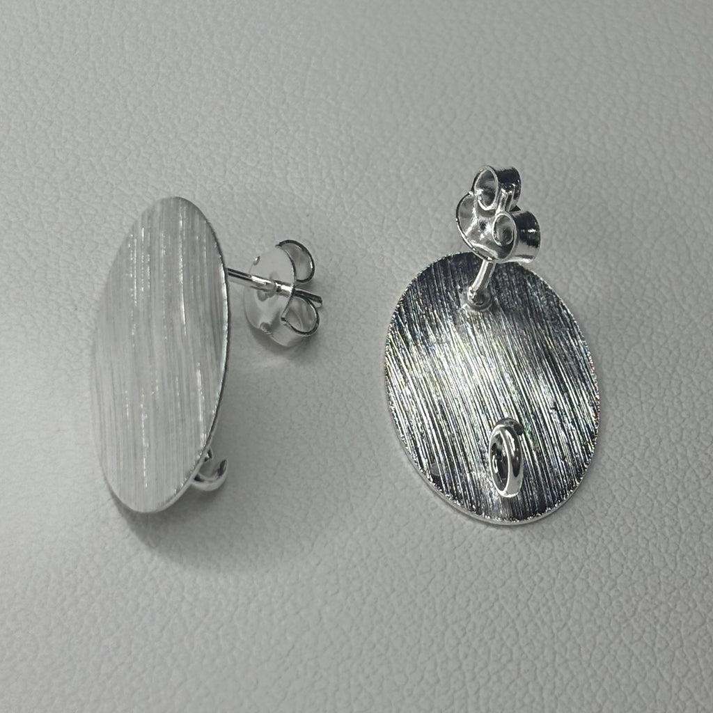 Base de Aro Ovalada Satinada con Argolla - Bañada en plata