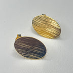 Base de Aro Ovalada Satinada con Argolla - Bañada en oro