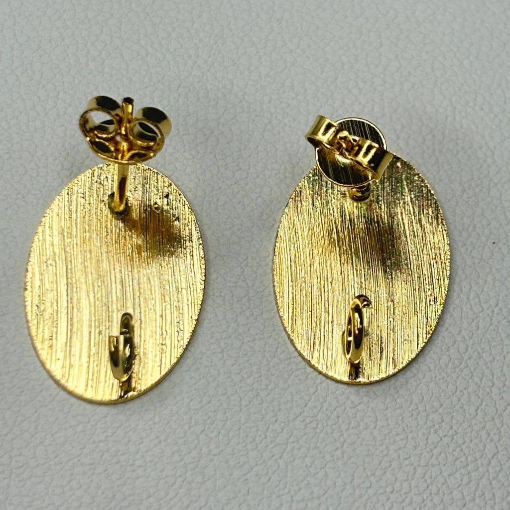 Base de Aro Ovalada Satinada con Argolla - Bañada en oro