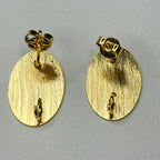 Base de Aro Ovalada Satinada con Argolla - Bañada en oro