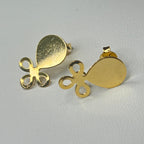 Base de Aro Flor Alessa con argolla - Bañada en oro