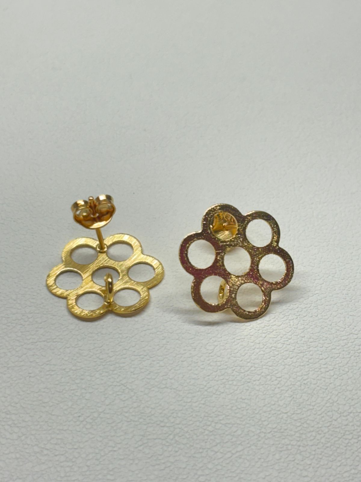 Base de Aro Corazón Rosa con argolla  - Bañada en oro