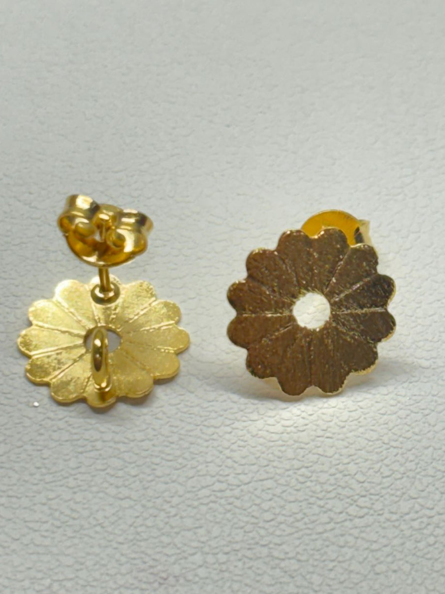 Base de Aro Flor Clau con argolla - Bañada en oro