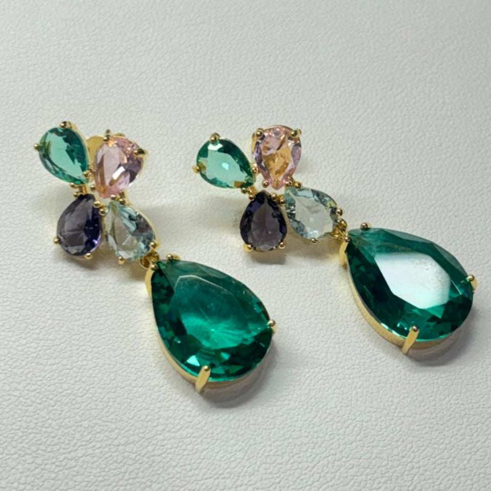 Aros Cristal Anastasia - Bañadas en oro