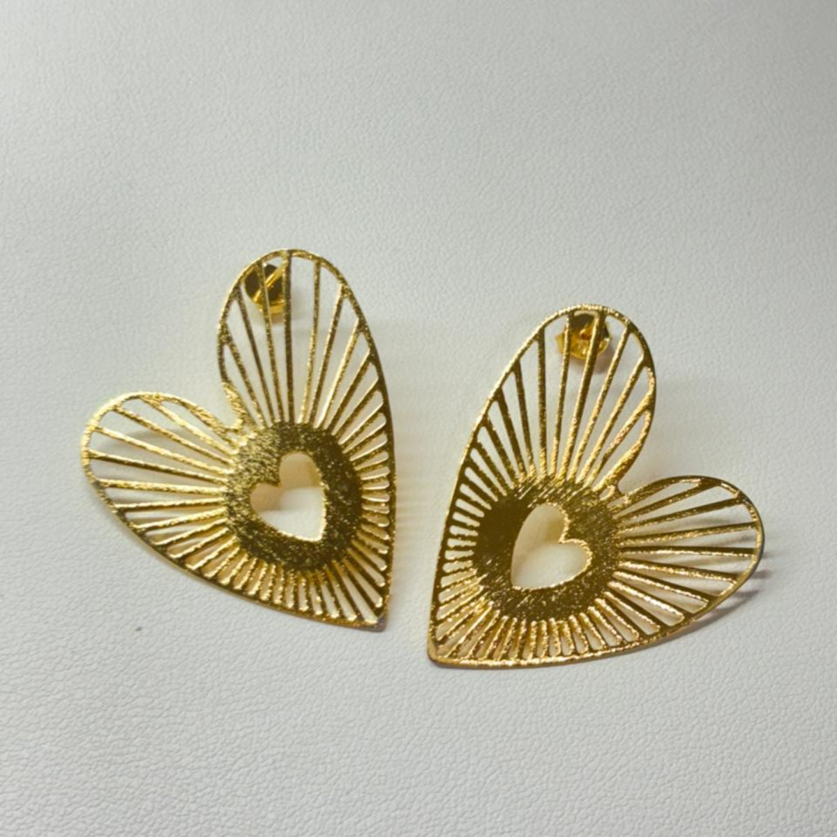 Aros corazón doble - Bañadas en oro