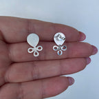 Base de Aro Flor Alessa con argolla- Bañada en plata BA67