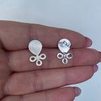 Base de Aro Flor Alessa con argolla- Bañada en plata BA67